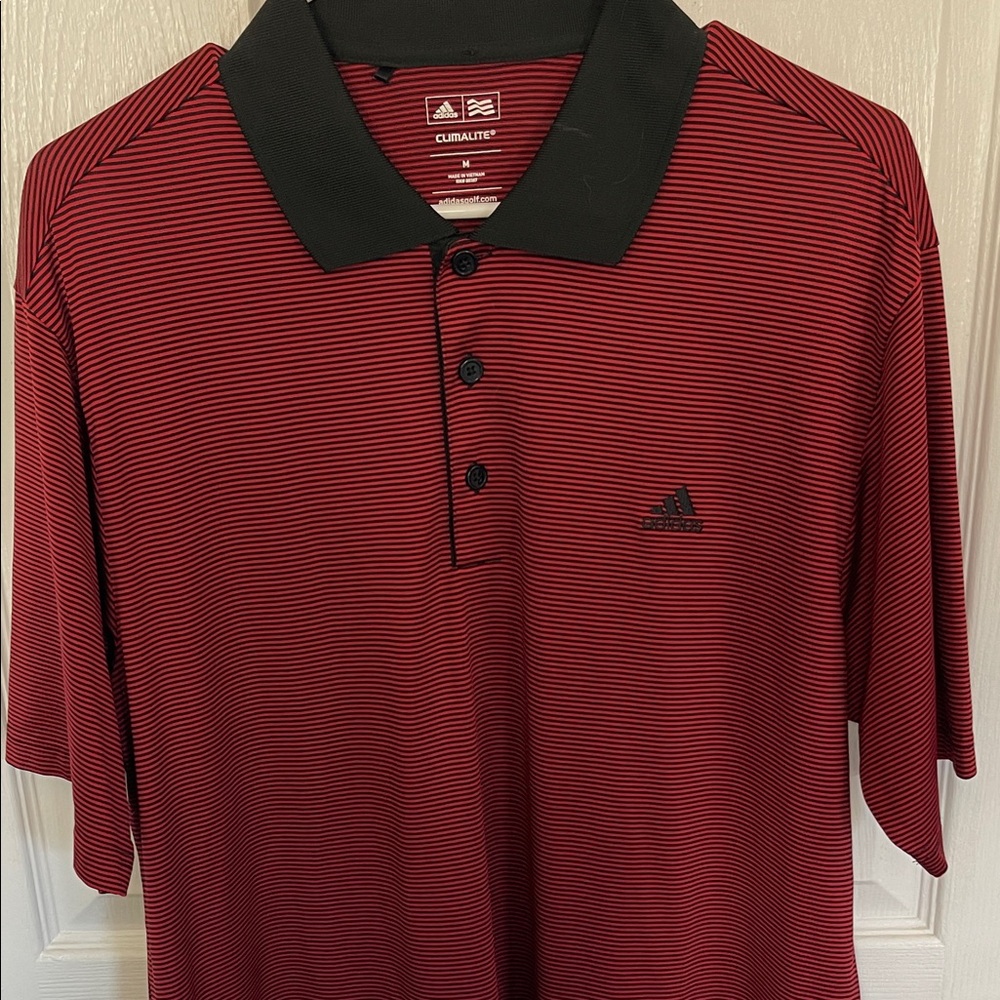 Adidas Men's Black and Red Polo Shirt